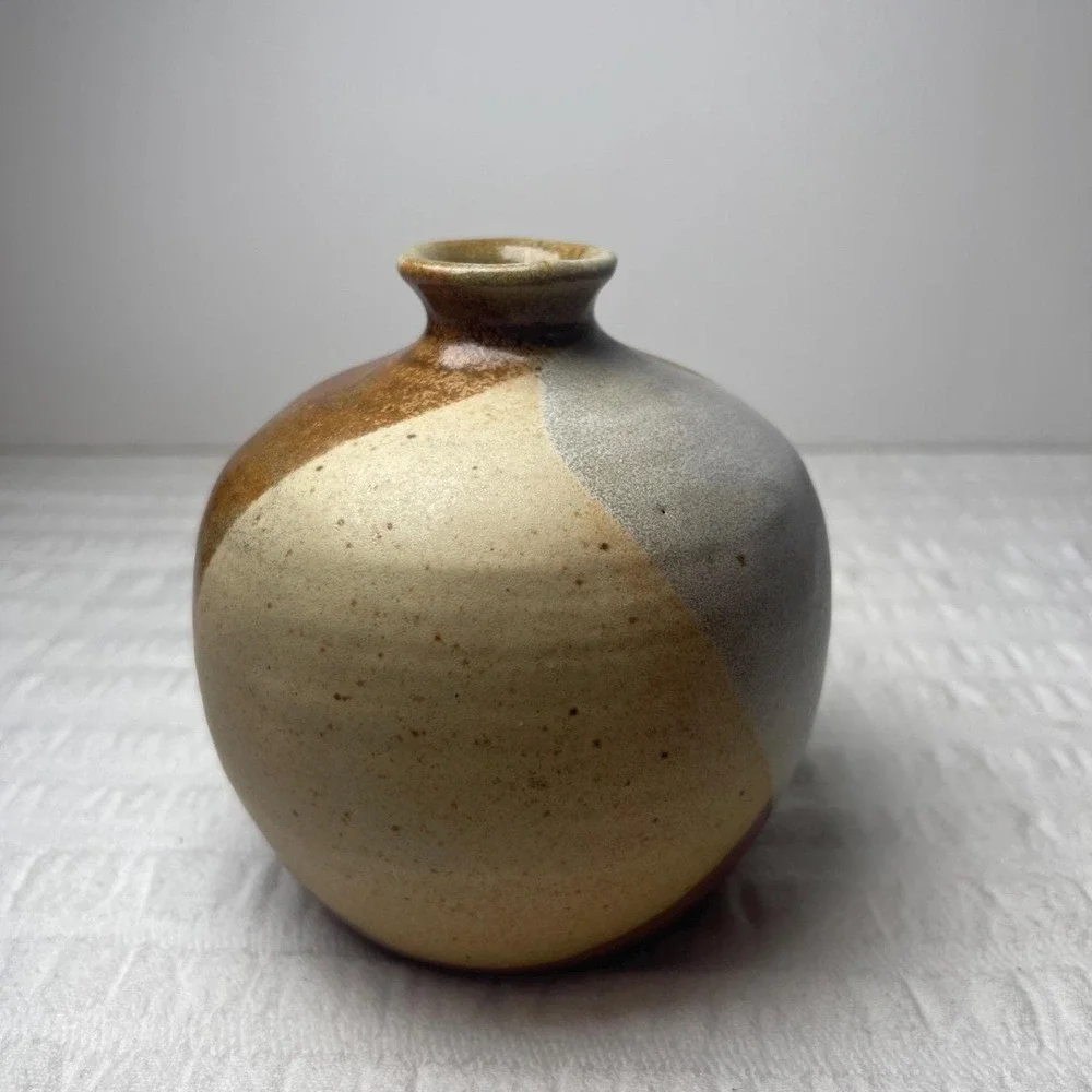 Vintage MCM Robert Maxwell 1960s Ceramic Art Pottery Bus Weed Vase 4 1/2in